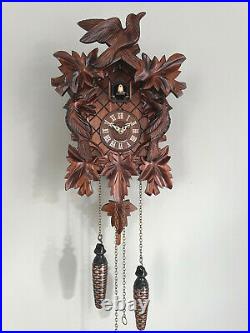 Cuckoo clock black forest quartz german wood battery clock handmade music new