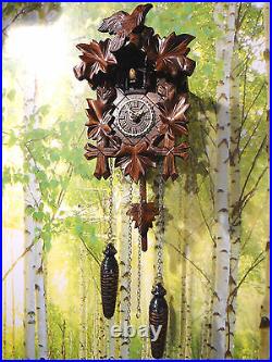 Cuckoo clock black forest quartz german wood battery clock handmade new