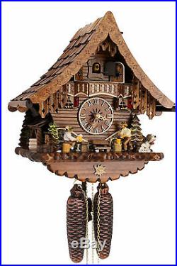Cuckoo clock german black forest 8 day original wood chalet mechanical new