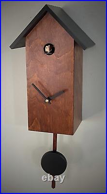 Cuckoo clock germany wood design quartz battery operated modern brown black
