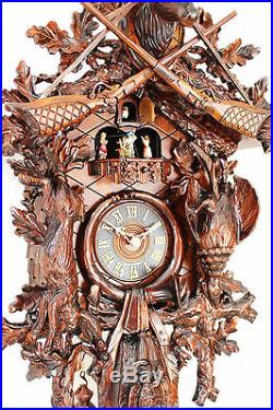 Cuckoo clock hettich black forest 8 day original german hunter wood music new