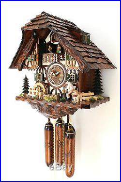 Cuckoo clock hettich black forest 8 day original germany music wood chopper new