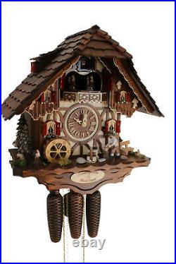 Cuckoo clock original black forest 8 day german music wood chopper new Hettich