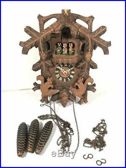 Cuendet Cuckoo Clock Vintage Squirrel Regula Wood Display Made In Germany