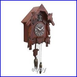 Decorative Hut Style Wooden Case Analog Cuckoo Musical Wall Clock Living Room