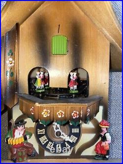 E. SCHMECKENBECHER DANCING COUPLES CUCKOO CLOCK GERMANY MUSICAL PARTS Or REPAIR