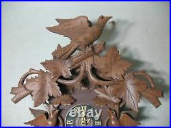 E Schmeckenbecher Cuckoo Clock Regula 34 Wood Bird Nest 9 Leaves West Germany