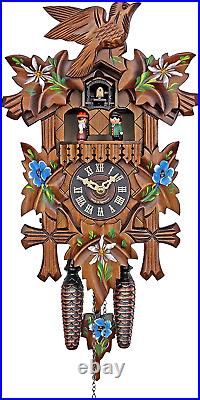 Engstler Quartz Cuckoo Clock Alpine Flowers Handpainted