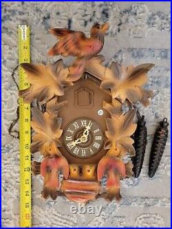Extremely Rare Vintage West Germany Cuckoo Clock. Rotating Birds. Clean Working