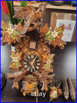 Feeding Bird Black Forest Cuckoo Clock-Moving Birds-made In Germany With Weights