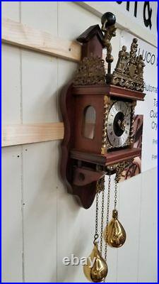 Franz Hermle Cuckoo Clock Made in Holland Antique Vintage Wood & Brass