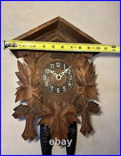 French Black Forest German Carved Wooden Wall Cuckoo Clock