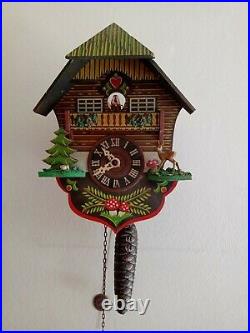 Genuine Vintage 1960's Pendulum & Weight Clockwork Swiss Cuckoo Clock