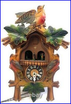 German Black Forest 3 Bord Carved Swiss 2 Cuckoo Clock / As Is