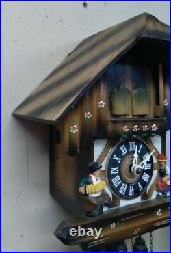 German Black Forest Cuckoo Clock 1 Day West Germany Two doors & People PARTS