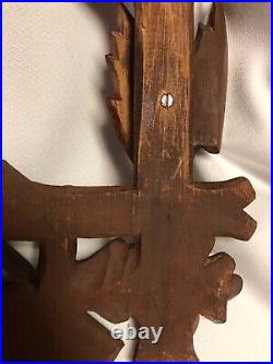 German Black Forest Handcarved Wood Clock Frame withRifle Rabbit -Game Bird CL3