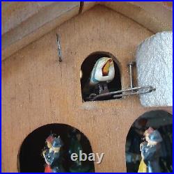 German Black Forest Painted Carved Wood Cuckoo Hunter Clock