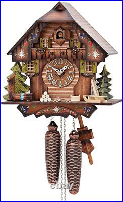 German Cuckoo Clock 8-Day-Movement Chalet-Style 13 Inch Authentic Black Forest