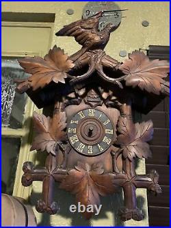 German Cuckoo Clock Beautiful Hand Crafted Amazing Wood Work