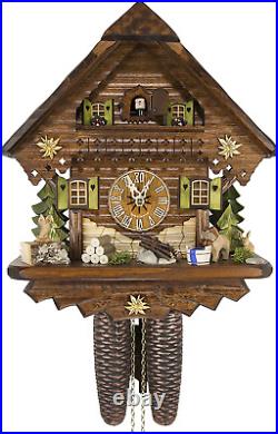 German Cuckoo Clock Summer Meadow Chalet with 8-Day-Movement 13 1/3 Inches H