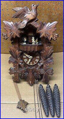 German Kuckuck Walzer 2715 Black Forest Carved Style Cuckoo Clock UNTESTED 10x7