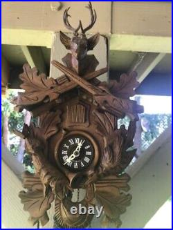 German Vintage Hand Carved Hunters Coo Coo Clock