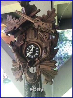 German Vintage Hand Carved Hunters Coo Coo Clock
