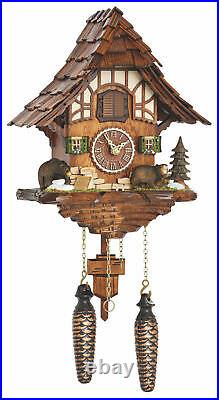 German cuckoo clock black forest house quartz 12 melodies with bears new