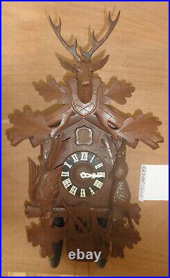 German made Black Forest. Linden Wood Hunter 8 Day Cuckoo Clock CK3105