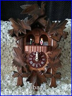 Germany Cuckoo Clock Romance Der Frohliche Wanderer Edelweiss Swiss Made #2708
