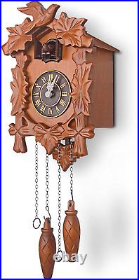 Handcrafted Wood Cuckoo Clock Battery Powered Brown NEW