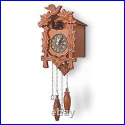 Handcrafted Wood Cuckoo Clock Wall Clock Analog Roman Numbers Display Brown Wood