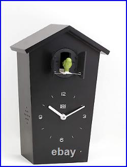 KOOKOO Birdhouse Black, Modern Design Cuckoo Clock with 12 Natural Bird Voices o