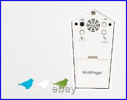KOOKOO Birdhouse Mini White, Tiny Modern Cuckoo Clock with 12 Natural Bird So