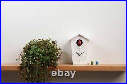 KOOKOO Birdhouse Mini White, Tiny Modern Cuckoo Clock with 12 Natural Bird So