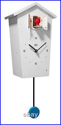 KOOKOO Birdhouse White, Modern Design Cuckoo Clock with 12 Natural Bird Voice