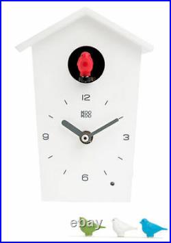 KooKoo Birdhouse Mini NewithBoxed White Modern Design Cuckoo Clock Many Extras