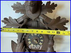 LARGE Antique German HUNTER Black Forest Carved Cuckoo Clock Repair Project