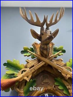 Large 24 1 Day Germany Hunter Cuckoo Clock With Stag, Pheasant & Hare Works