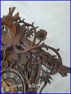 Large Antique Carved Black Forest German 8 day Cuckoo Clock