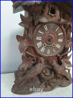 Large Antique Carved German 8 day Cuckoo Clock For Restore