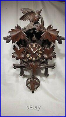 Large Carved Junghans Cuckoo Clock Unusual Intersting Clock Black Forest