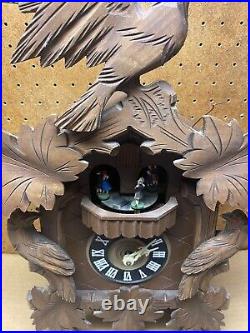 Large German Hekas 8-Day Black Forest Carved Style Cuckoo Clock UNTESTED 13x20
