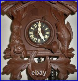 Large Old German Black Forest Hunter Deer Musical Rigoletto Carved Cuckoo Clock