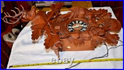 Large Vintage Black Forest Cuckoo Clock Hunter, REGULA LOGO ALBERT SCHWAB KAR