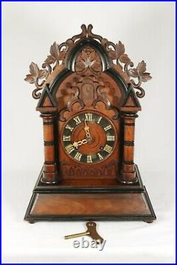 Large Working Antique 8 Day Cuckoo Mantel Clock Made By Junghans