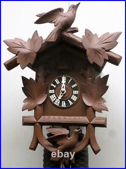 Large Working German Black Forest 8 Day Hubert Herr Rare 2 Bird Cuckoo Clock