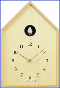 Lemnos Cuckoo Clock Analog Birdhouse Natural Color Wood NY16-12