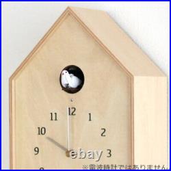 Lemnos Cuckoo Clock Analog Birdhouse Natural Color Wood NY16-12 NT