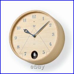 Lemnos Wall Clock PACE Analog Cuckoo Wooden Frame Natural Color Wood LC17-14 New